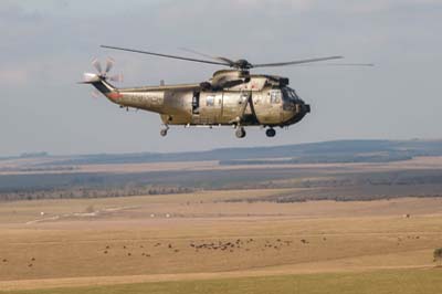 Royal Navy Sea King passing over the Salisbury Plain Training Area (SPTA) during exercise Pashtun Dagger in 2011, image 111_1306w5 Salisbury Plain Training Area